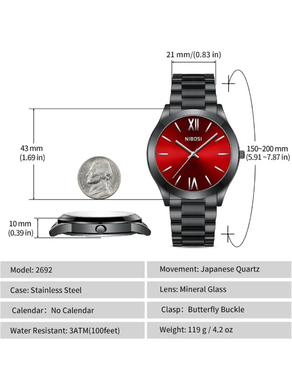 Stylish Minimalist Men's Analog Quartz Watch - Waterproof Stainless Steel, Ultra